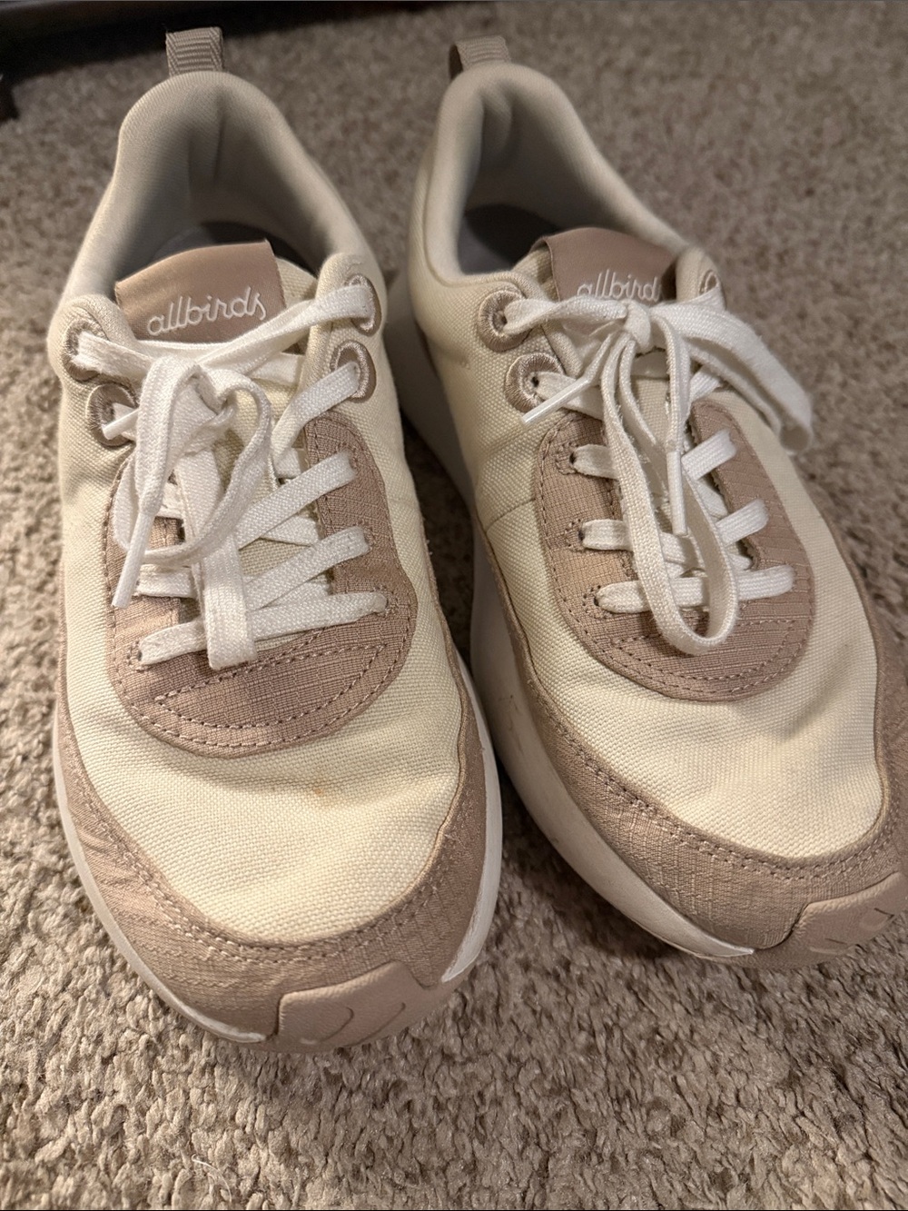 allbirds Cream and Taupe Low-Top Sneakers